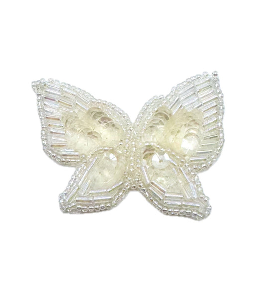 Sequin butterfly with Iridescent Sequins and beads on a white background