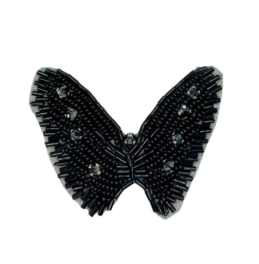 Butterfly with Black Beads and Black Rhinestones 3" x 2.25"