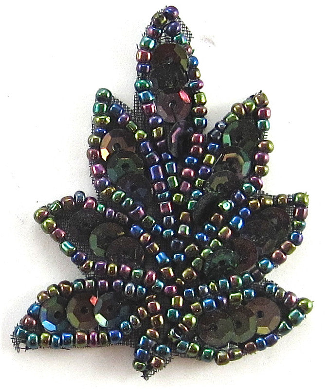 Leaf with Moonlight Sequins and Beads 2