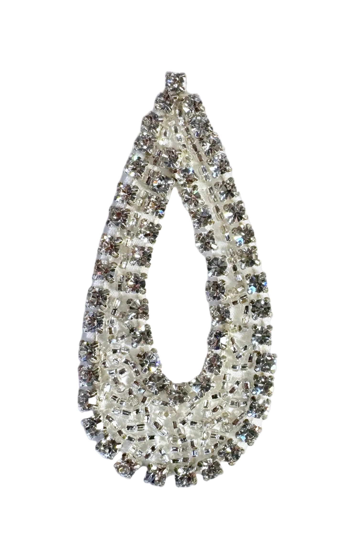 Teardrop accent with rhinestones and glass beads on a white background