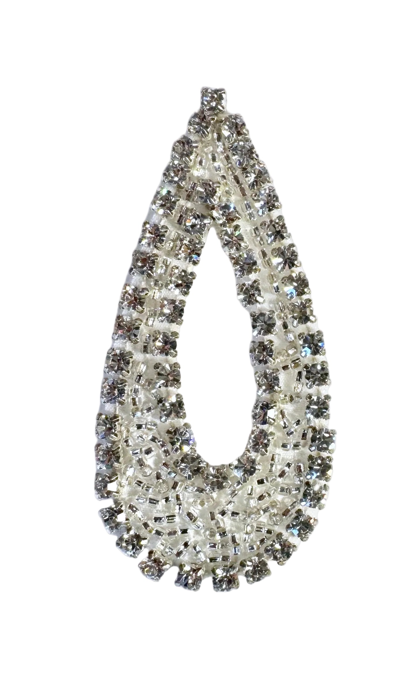 Teardrop accent with rhinestones and glass beads on a white background