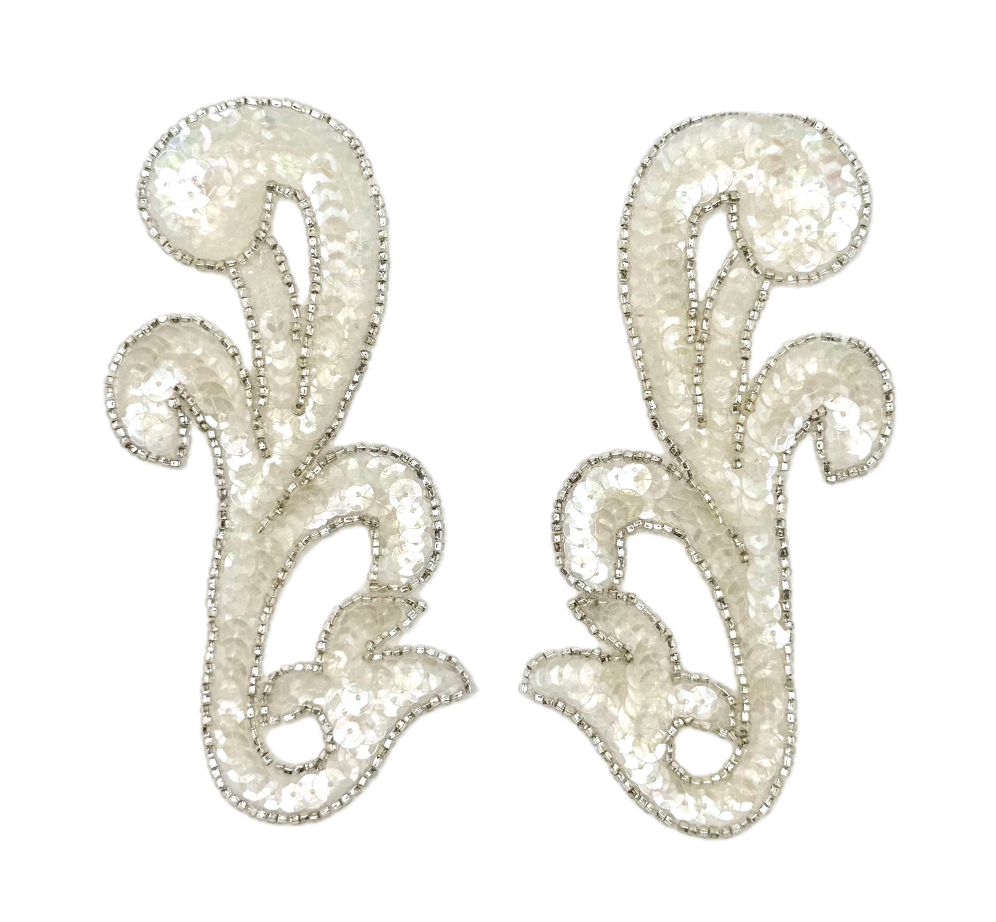 Designer Motif Filigree Pair- Choice of Sequins Color with Silver Beads 6" x 3"