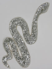 Load image into Gallery viewer, Silver Sequin Snake with Rhinestone Eyes 11.5&quot; x 5&quot;