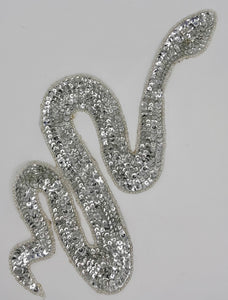 Silver Sequin Snake with Rhinestone Eyes 11.5" x 5"