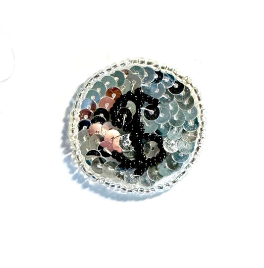 $ Gambling Chip - Choice of All Silver Beads or Silver Sequins and Beads 1.5"