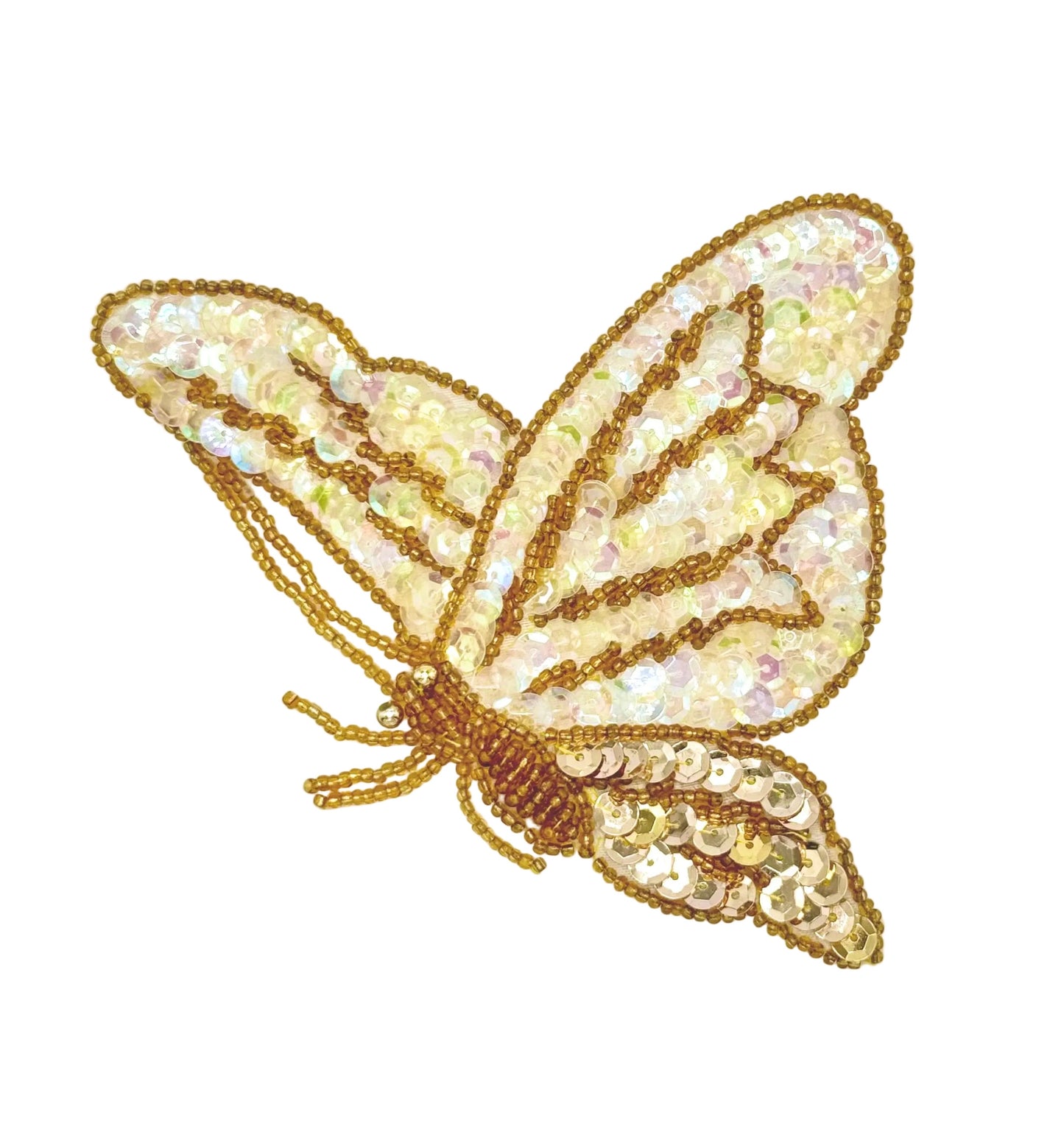 Sequined butterfly patch on a light background