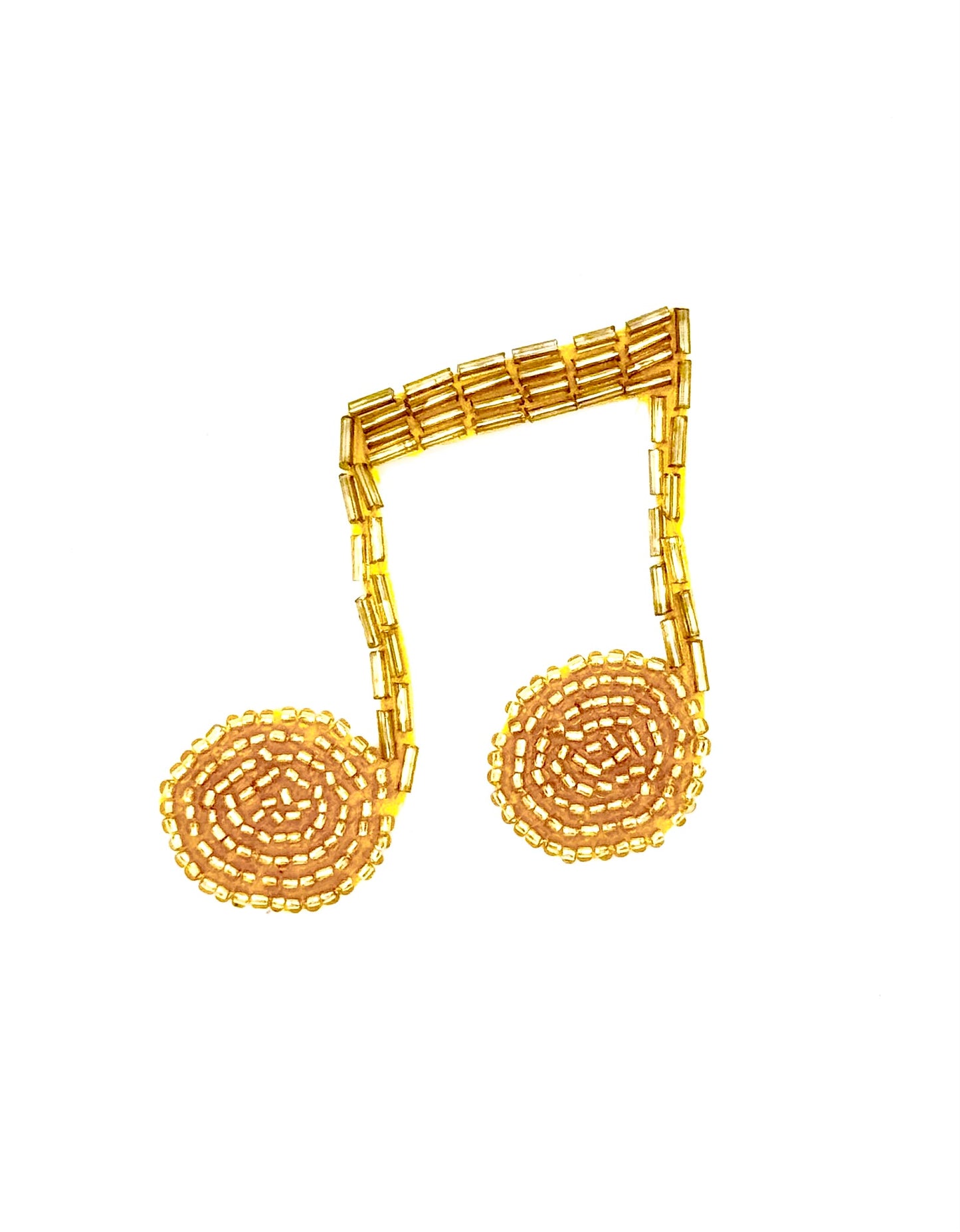 Double Musical Note - Gold Glass Beads 2.5" x 2"