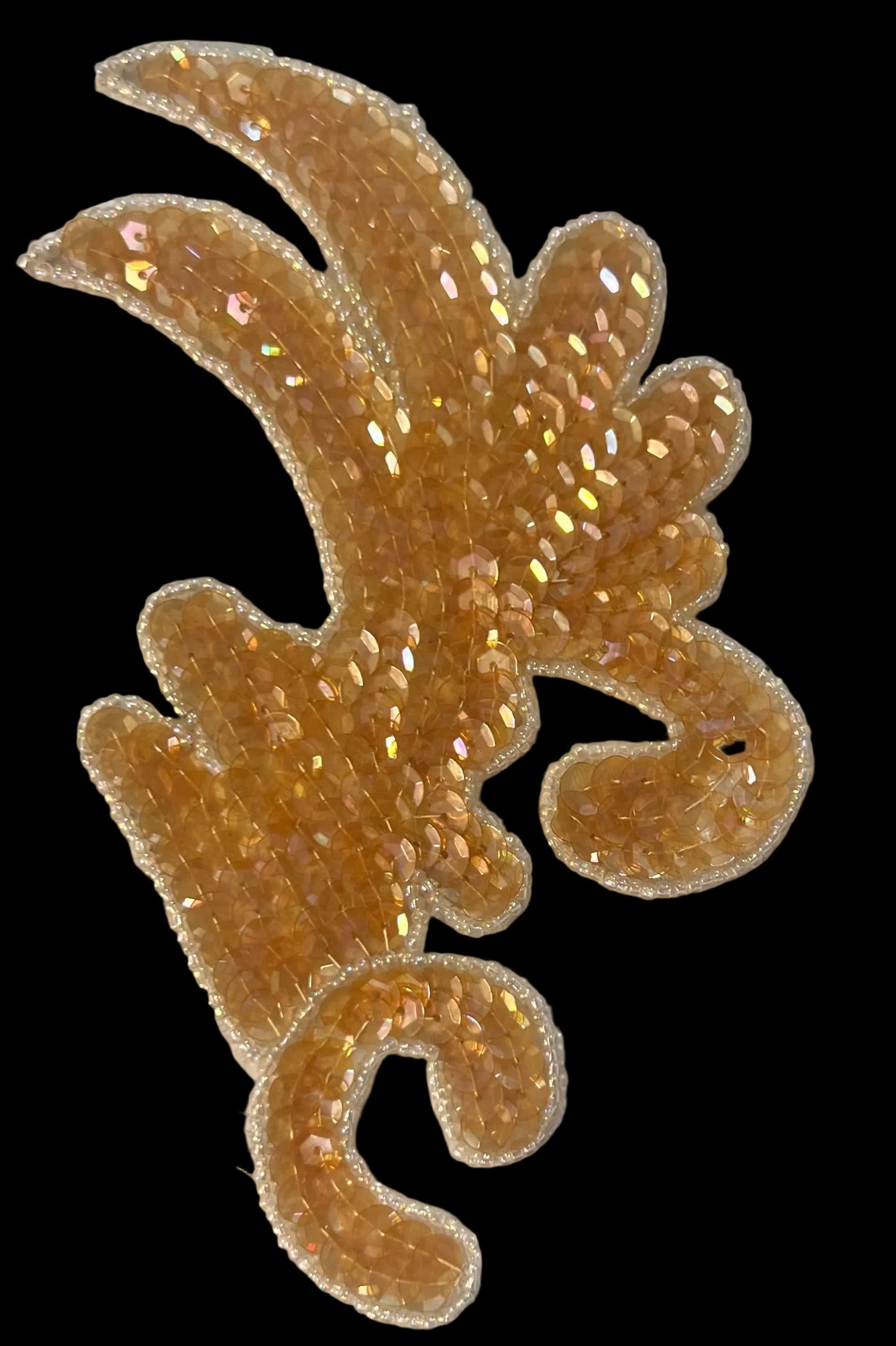 Leaf Beige Iridescent Sequins - Iridescent Beads 6.5" x 4.5"