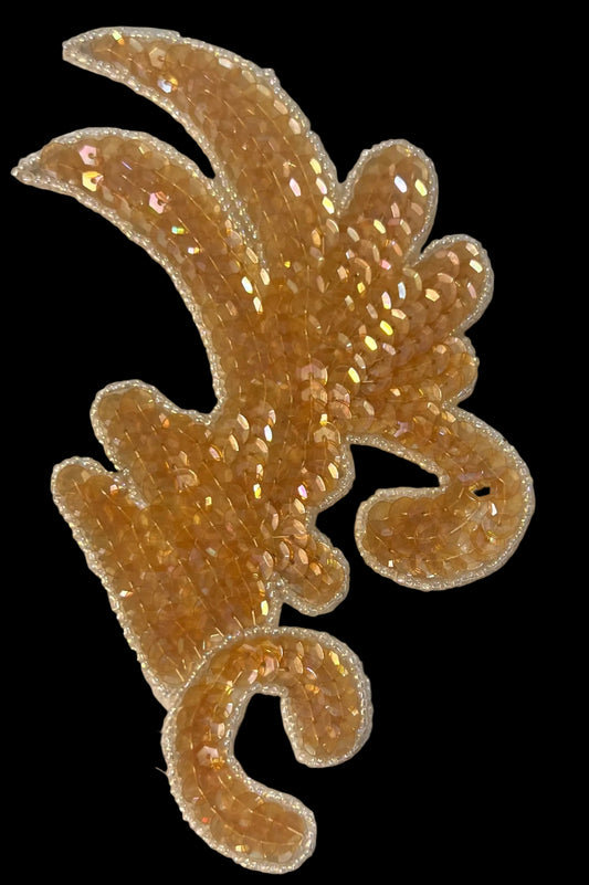 Leaf Beige Iridescent Sequins - Iridescent Beads 6.5" x 4.5"