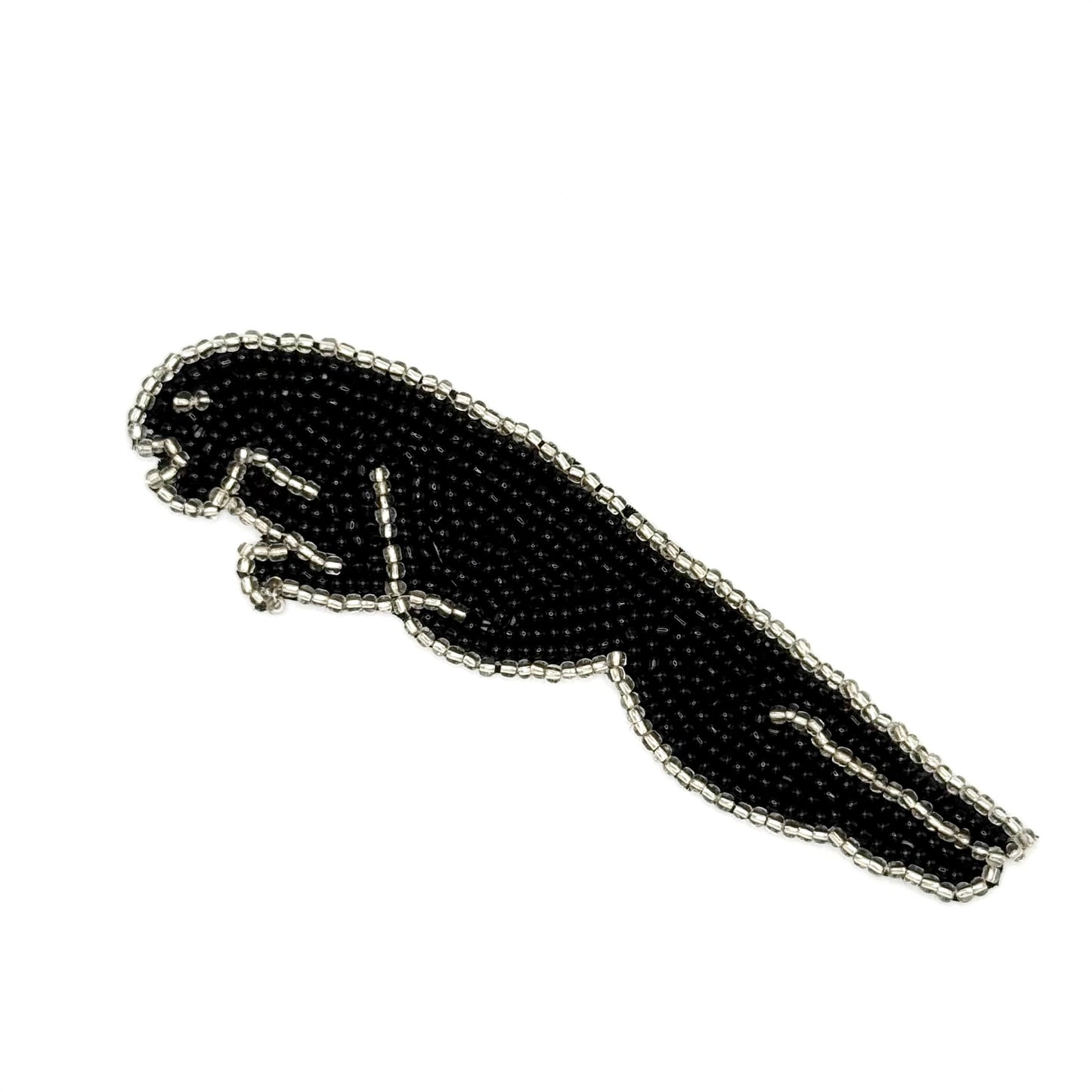 Jaguar Appliqué with Black and Silver Beads 5" x 1.5"