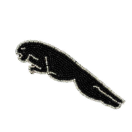 Jaguar Appliqué with Black and Silver Beads 5" x 1.5"
