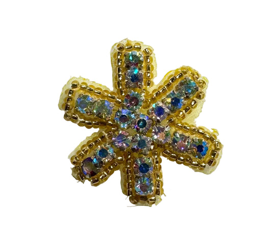 Flower - Gold Beads and AB Rhinestones - 1"