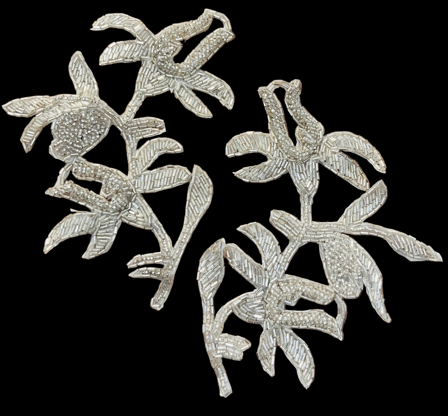 Flower Pair Vintage Silver Beads 8" x 6"
