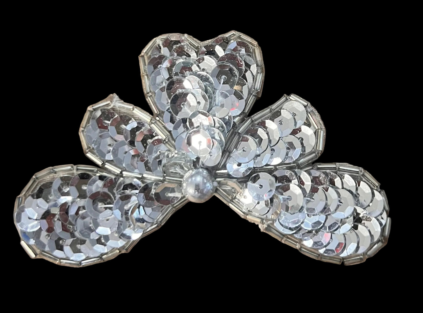 Hoja con lentejuelas y abalorios plateados de 6.35 cm x 7.62 cm