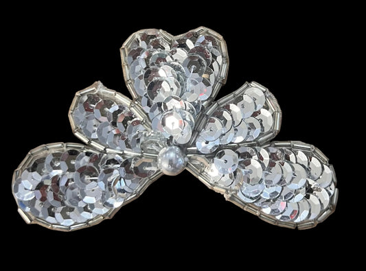 Hoja con lentejuelas y abalorios plateados de 6.35 cm x 7.62 cm