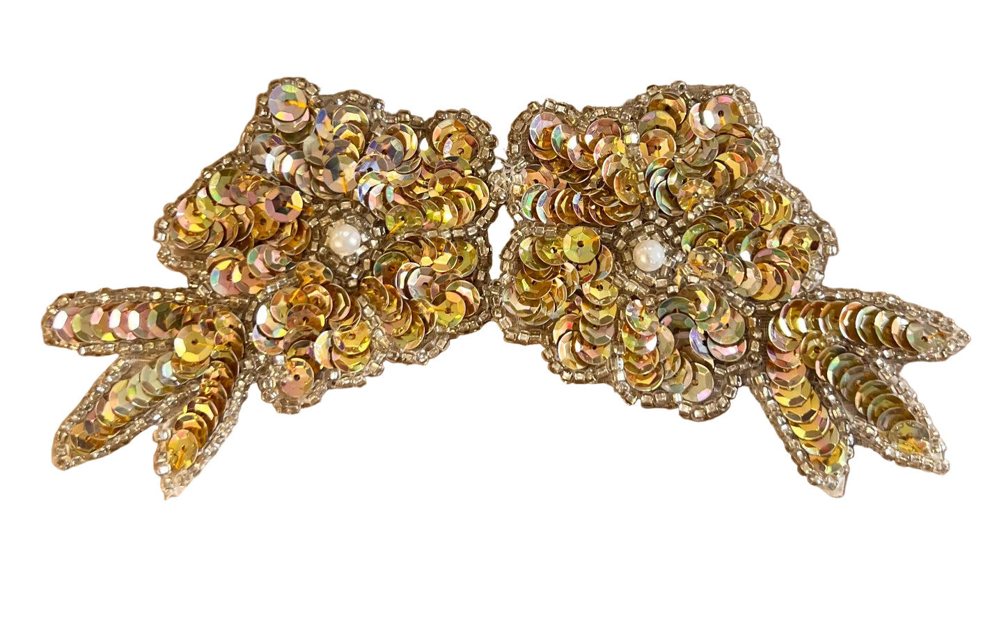 Double Flower Gold with Pearl 3" x 5.5"