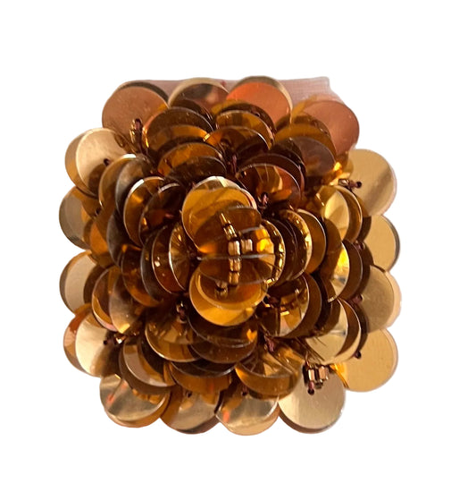 Flower -  Dark Gold Sequins and Beads - High Rise Sequins 2"