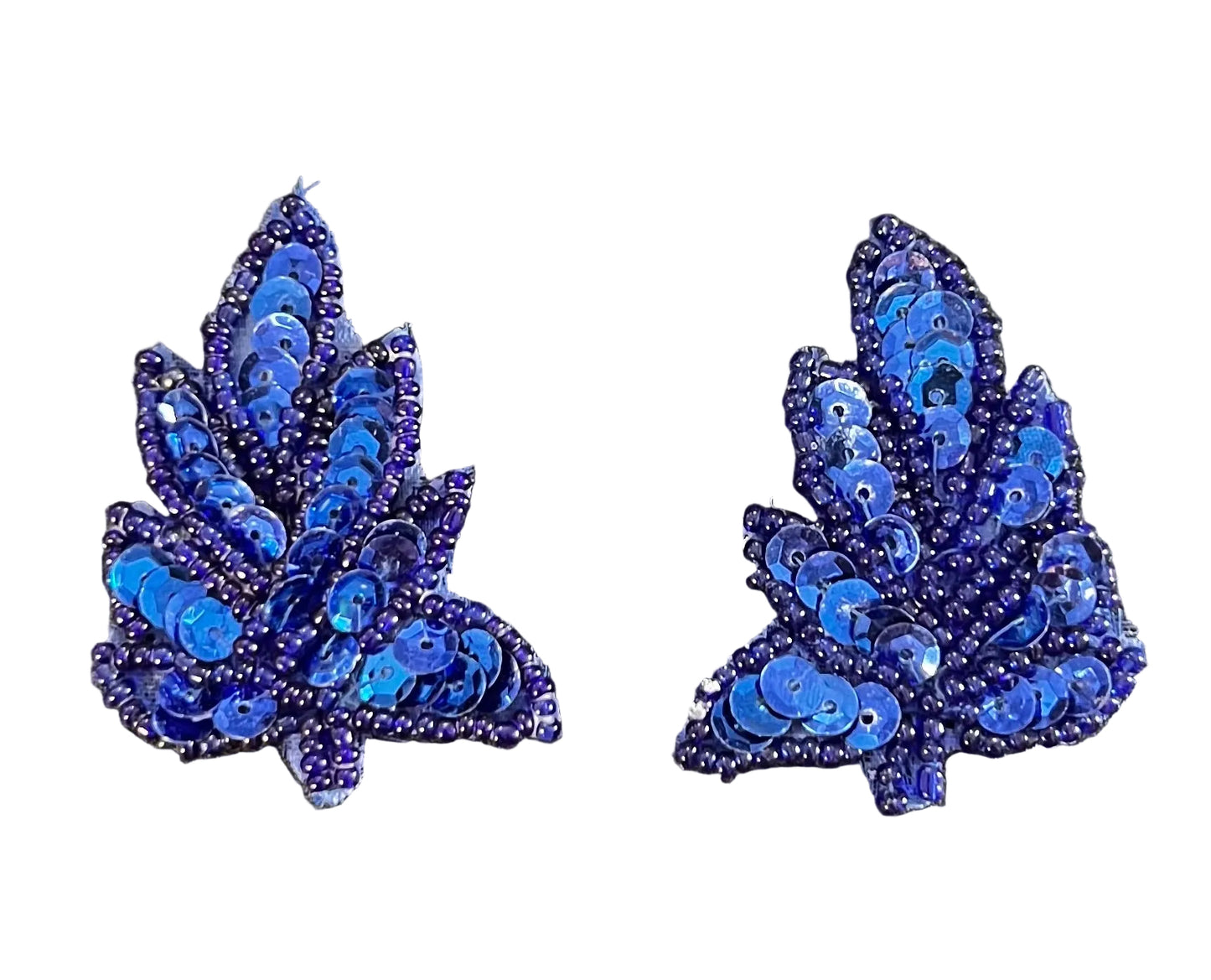 Hoja Par o Individual con Lentejuelas y Cuentas Azul Rey 2" X 1.5"