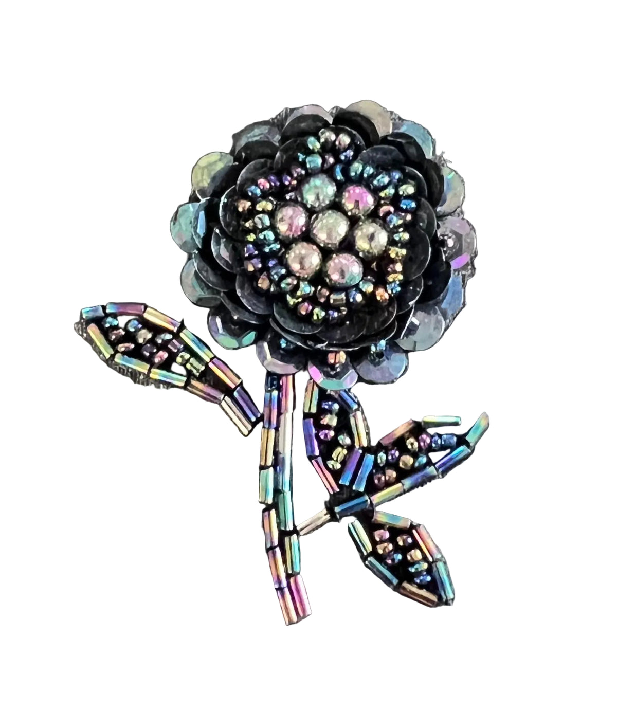 Flower - Choice of Pair or Single - Moonlight Sequins - Moonlight Beads 2.5" x 2"