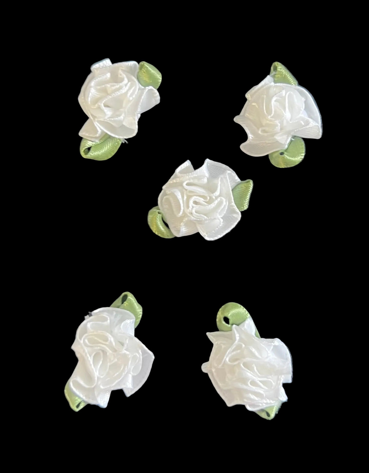 Flower - Set of 5 Satin White Rose 1”