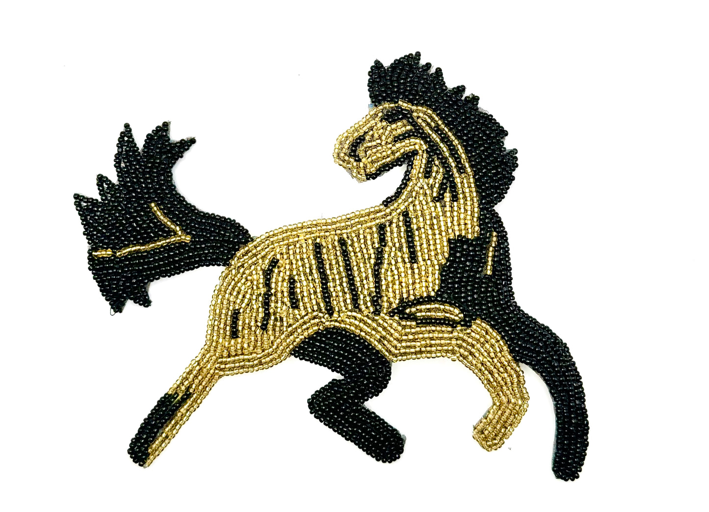 Horse with Gold and Black Beads 6.5" x 5.75"