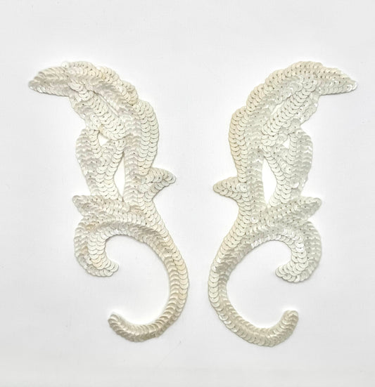 Designer Motif White Sequins 9" x 3.5"