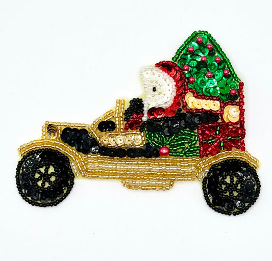 Santa driving a Car with Presents 3.5" x 4.75"