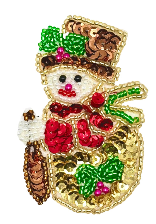 Gold Snowman with Hat and Scarf 3" x 2.25"