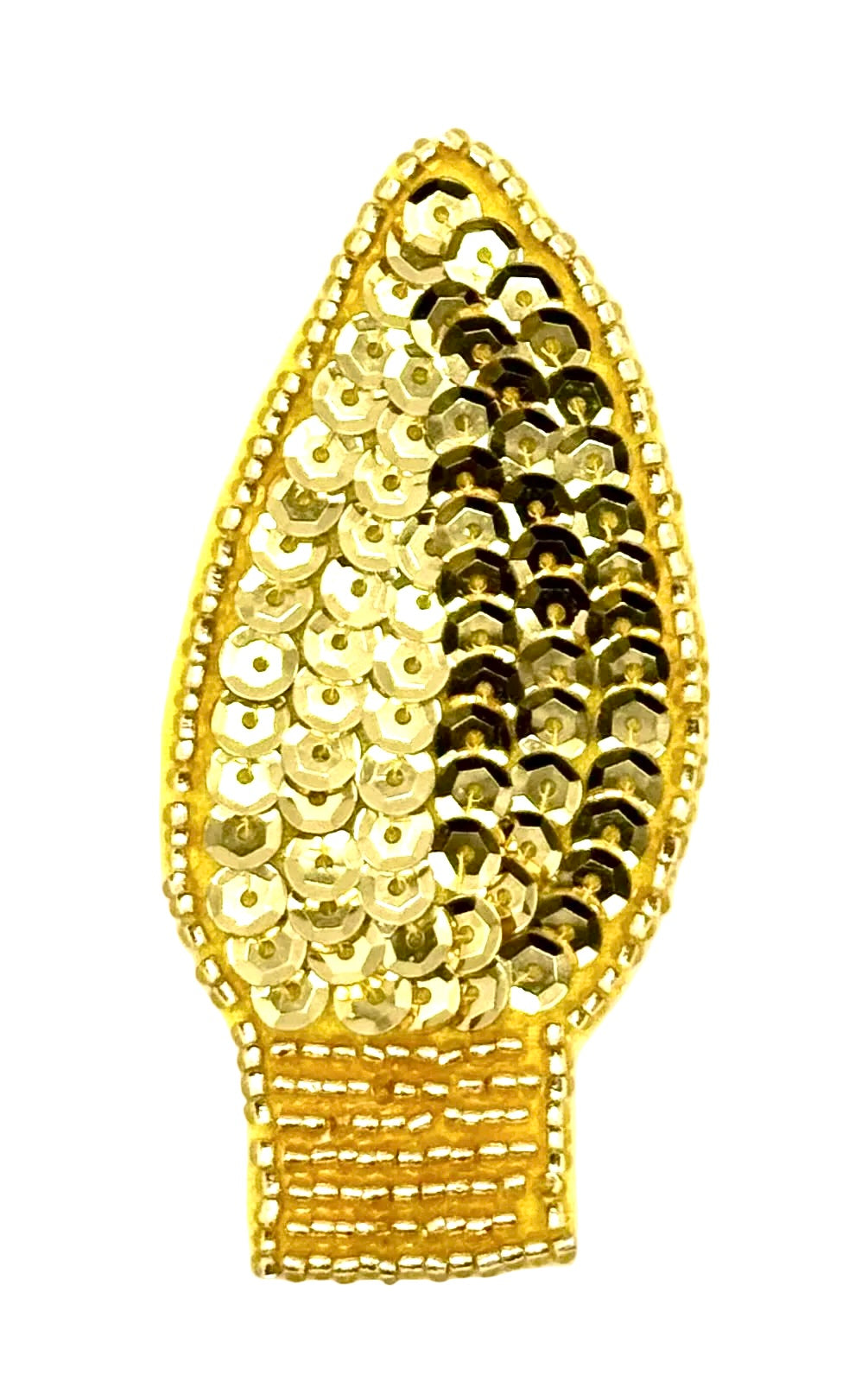 Christmas Light Bulb Appliqué - Choice of Color Sequins and Gold Beads 3" x 1.25"