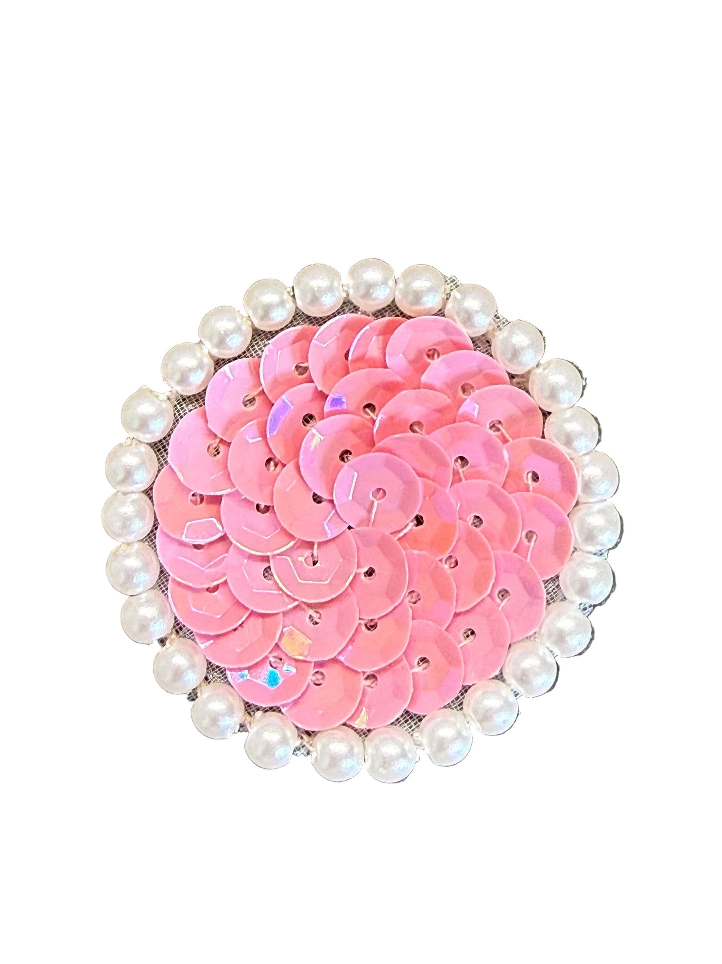 Punto de color a elegir con borde de lentejuelas y perlas de 1.25"