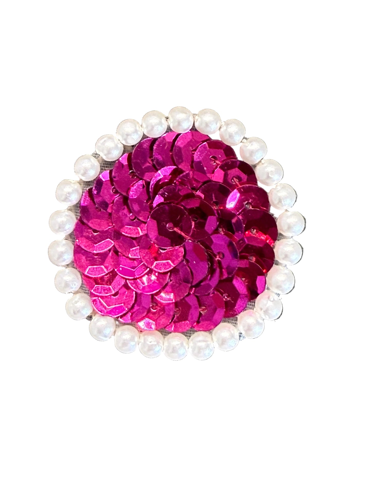 Punto de color a elegir con borde de lentejuelas y perlas de 1.25"