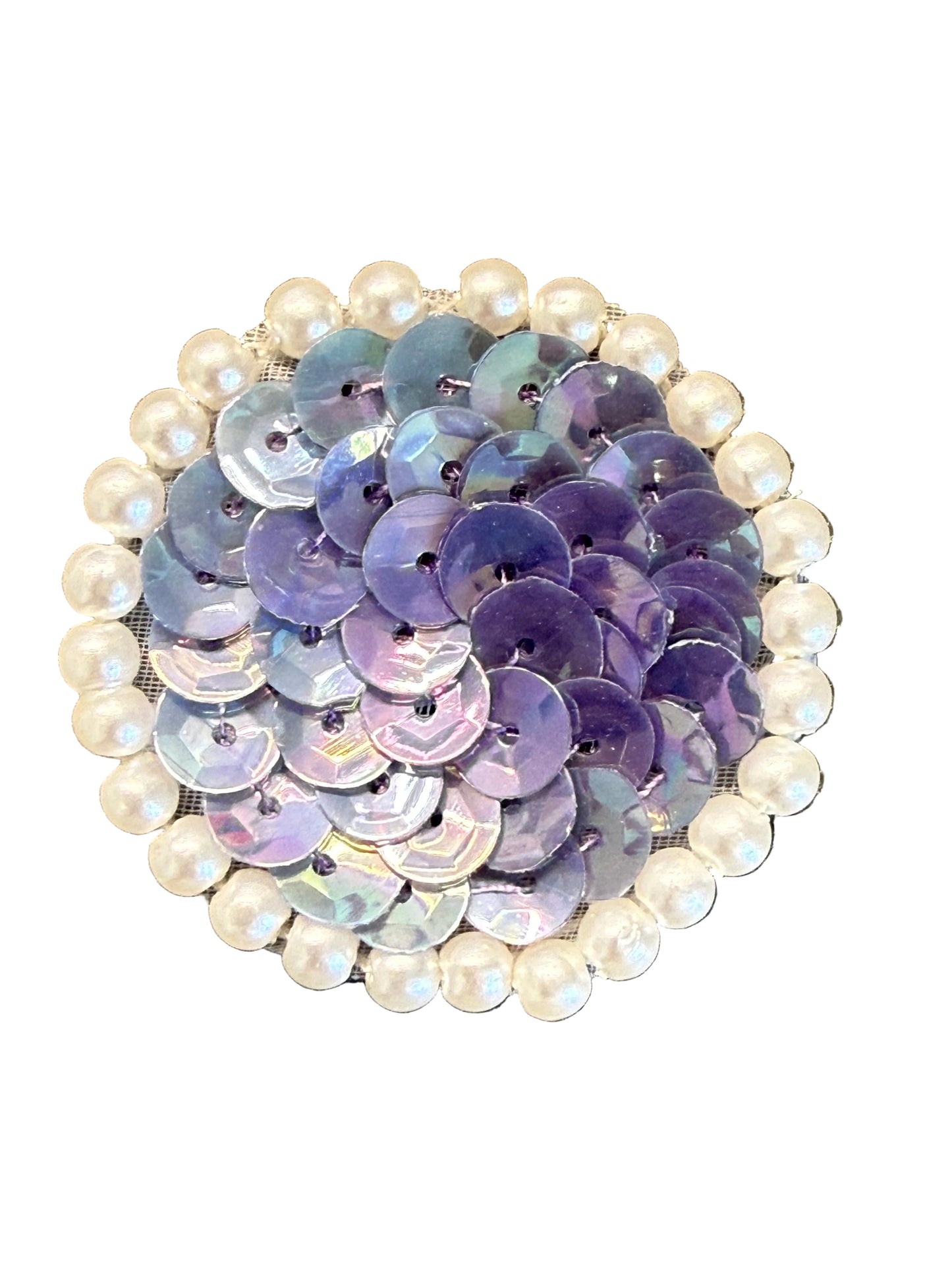 Punto de color a elegir con borde de lentejuelas y perlas de 1.25"