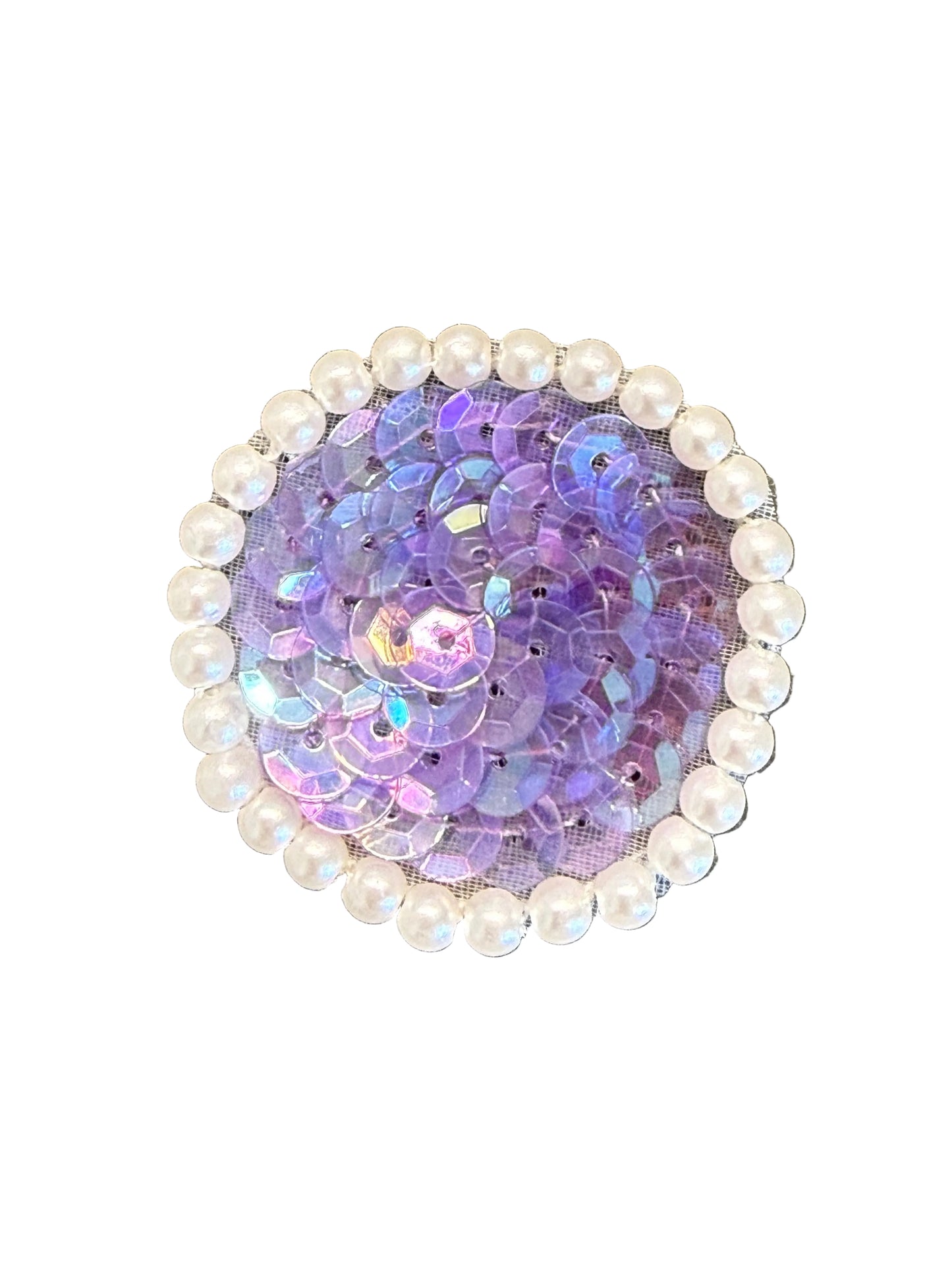 Punto de color a elegir con borde de lentejuelas y perlas de 1.25"
