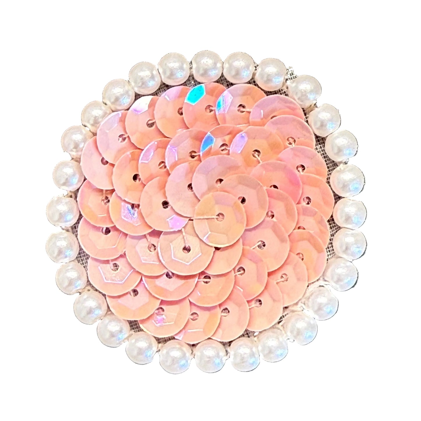 Punto de color a elegir con borde de lentejuelas y perlas de 1.25"