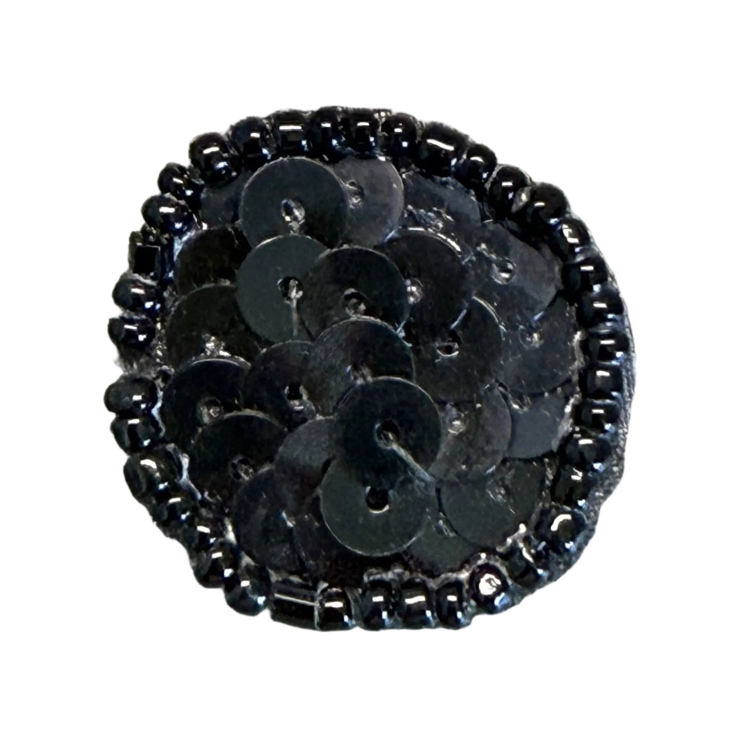 Punto con lentejuelas y abalorios negros de 1"