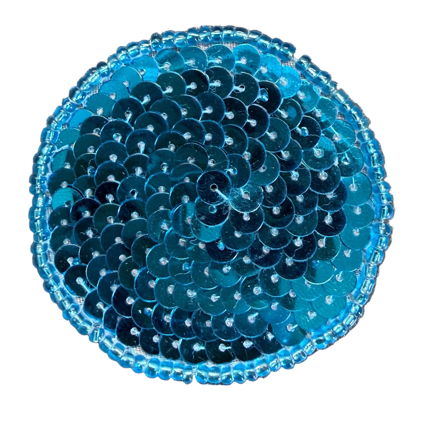 Dot Appliqué - Turquoise Sequins -Glass Beads - Choice of Sizes .75", 1", 1.5", or 2"