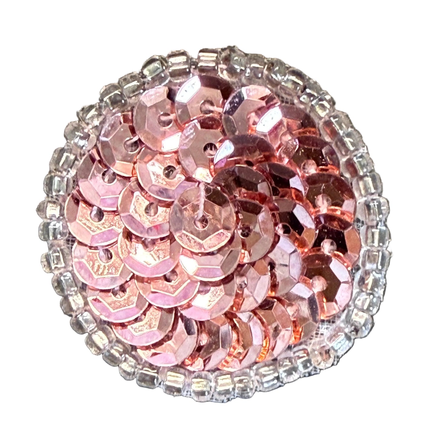 Dot Appliqué - Pink Sequins Glass Beads - Choice of Sizes 1" or 1.5