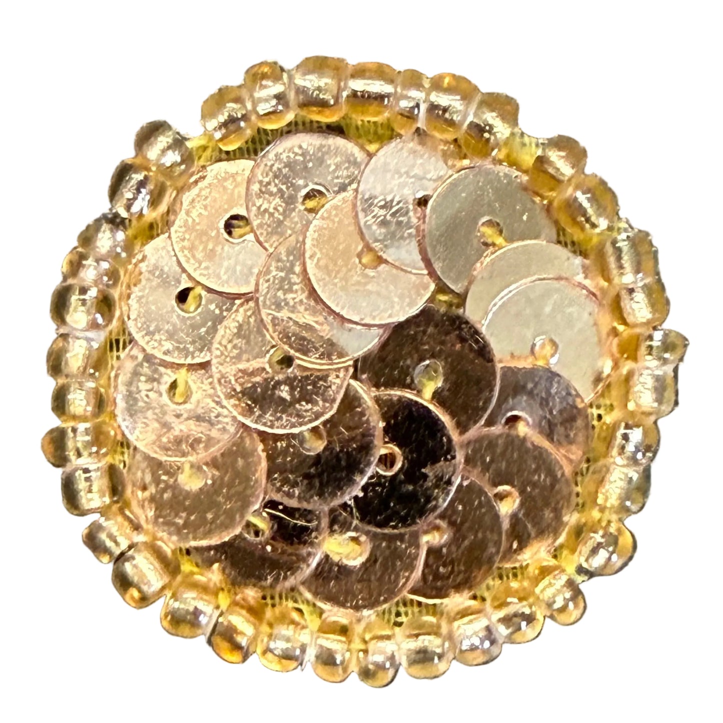 Dot Appliqué - Gold Sequins - Glass  Beads - Choice of Sizes .75", 1.5",  2.25", or 2.5"