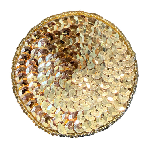 Círculo o punto con lentejuelas y abalorios dorados de 2,5 cm