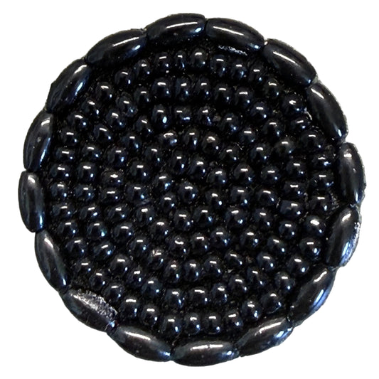 Dot Appliqué - Black Glass/Bugle Beads 1.25"