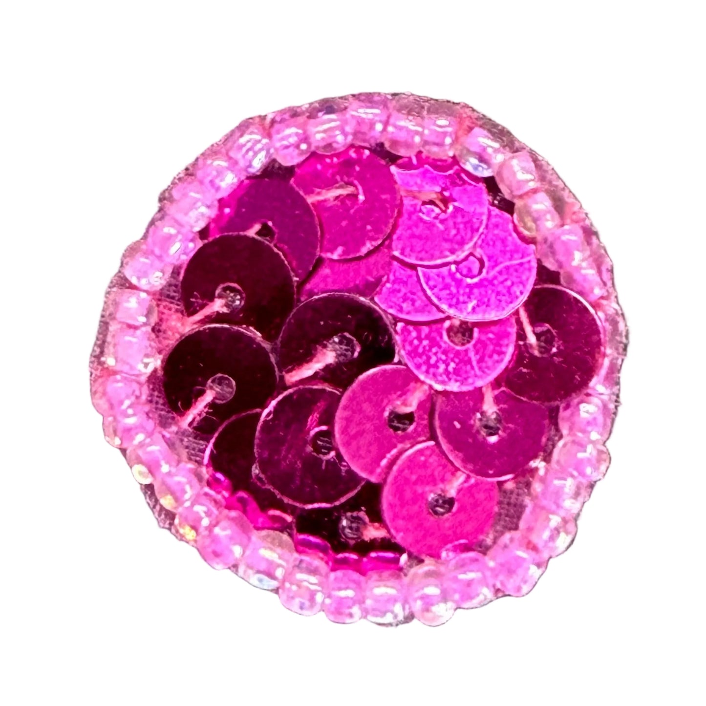 Dot Appliqué - Fuchsia Sequins - Choice of Color Glass Beads  .75"