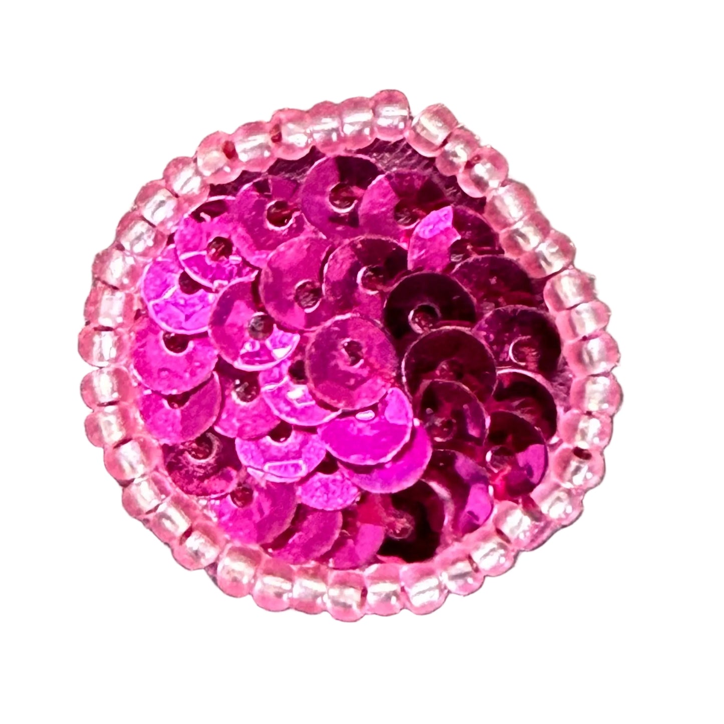 Dot Appliqué - Fuchsia Sequins - Choice of Color Glass Beads  .75"