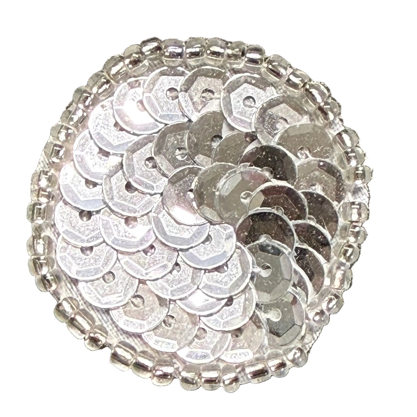Dot Appliqué - Silver Sequins - Glass Beads 1.25"