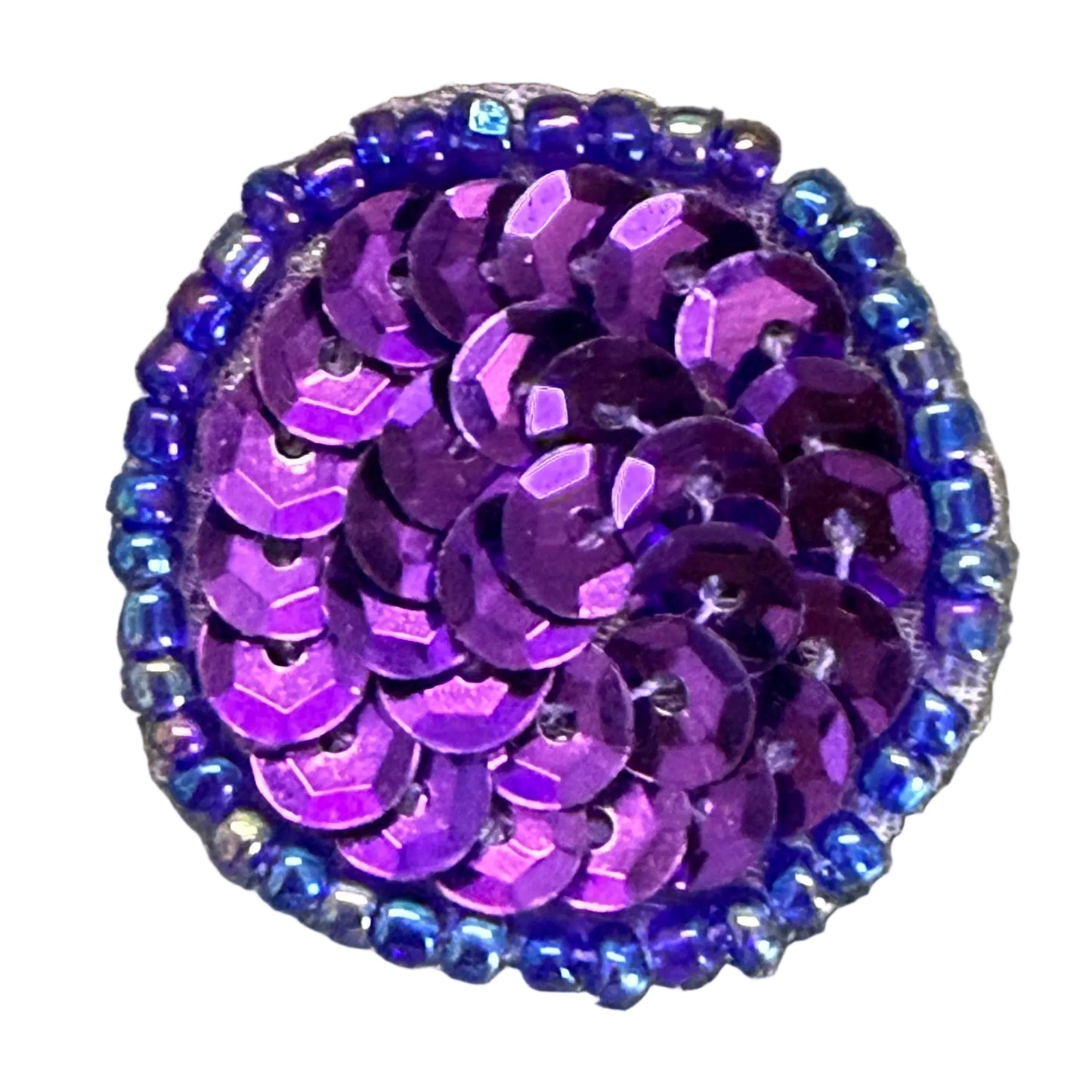 Dot Appliqué - Purple Sequins and Multicolored Glass Beads - Choice of Sizes .75", 1", 1.5", or 2"