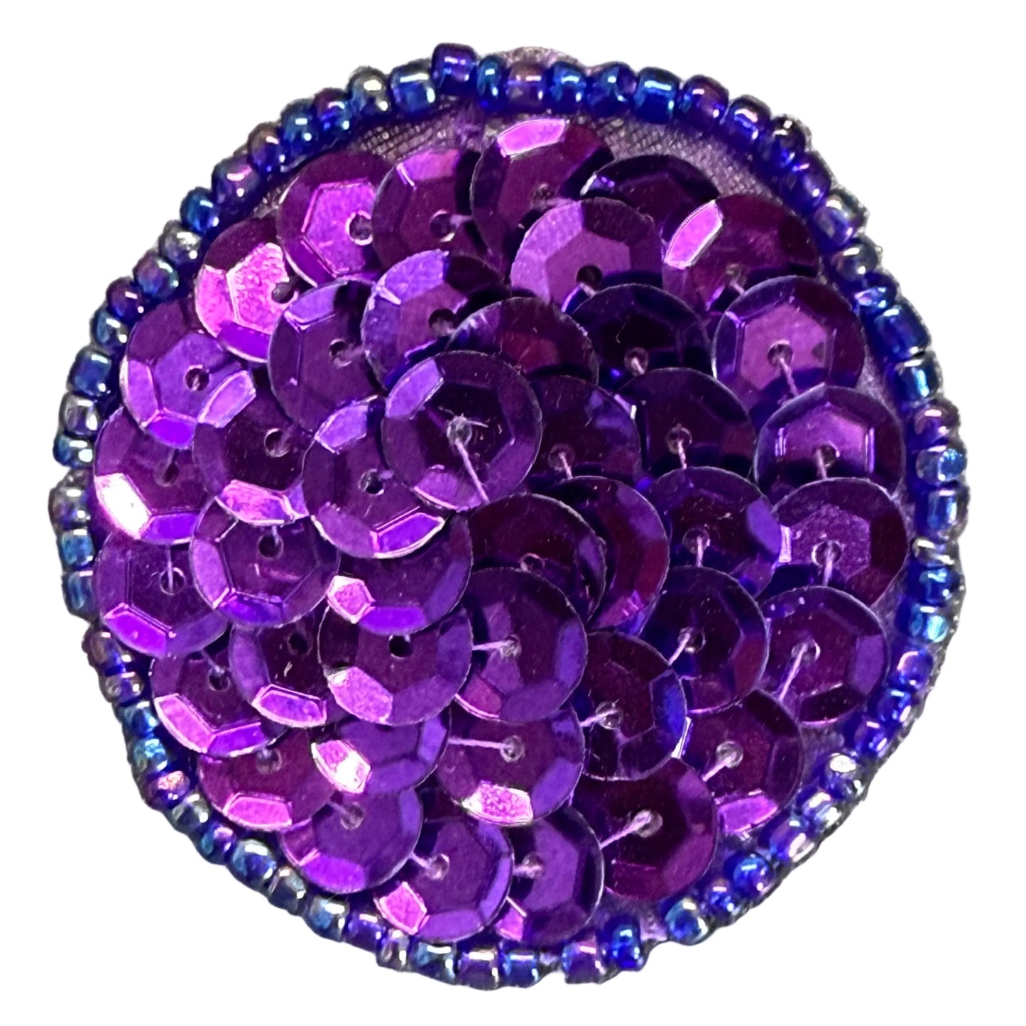 Dot Appliqué - Purple Sequins and Multicolored Glass Beads - Choice of Sizes .75", 1", 1.5", or 2"