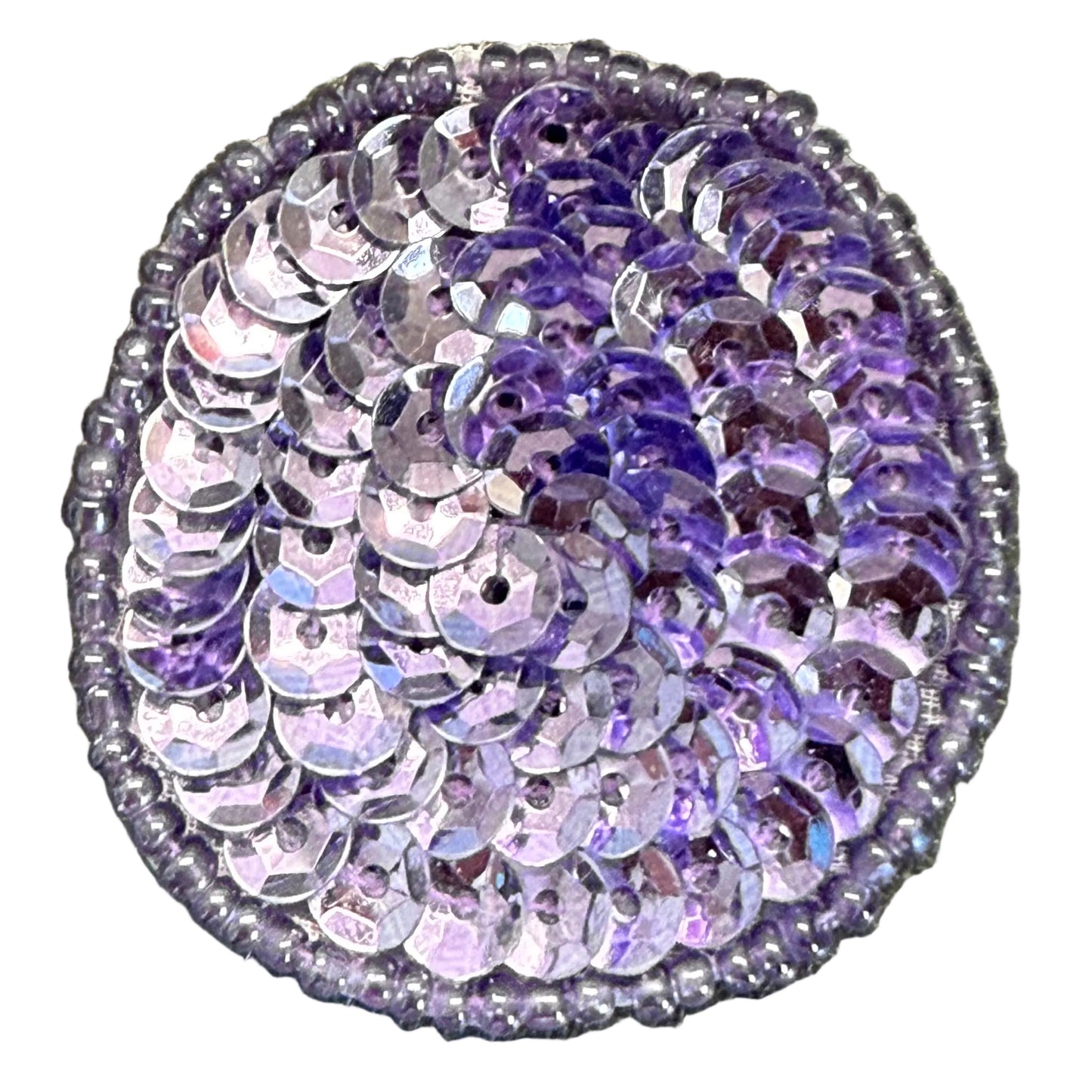 Dot Appliqué - Purple Sequins - Glass Beads 1.5"