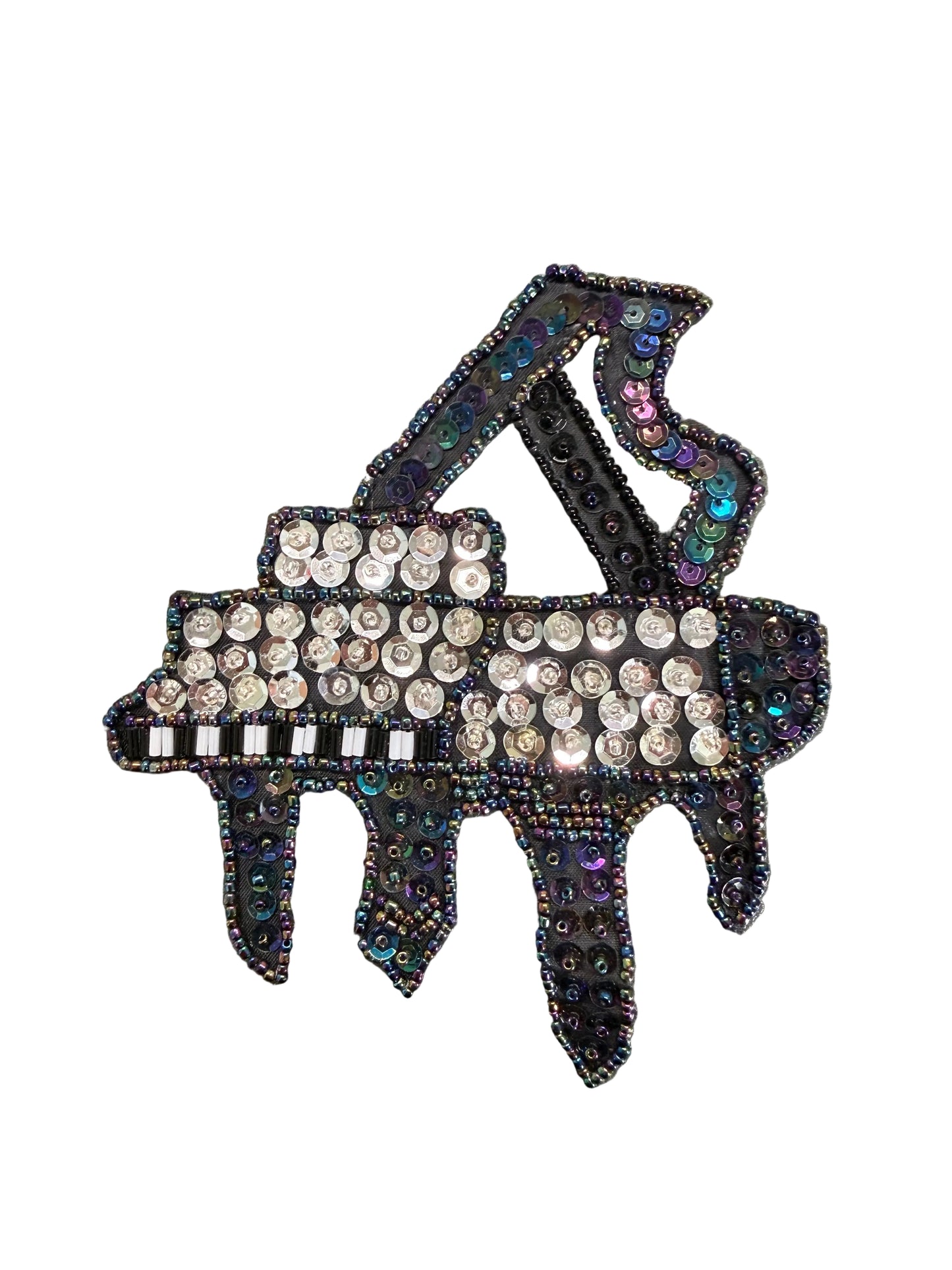 Piano Appliqué - Choice of 2 Variants: Black/Silver or Moonlight/Silver Sequins 5.25" x 4.5"