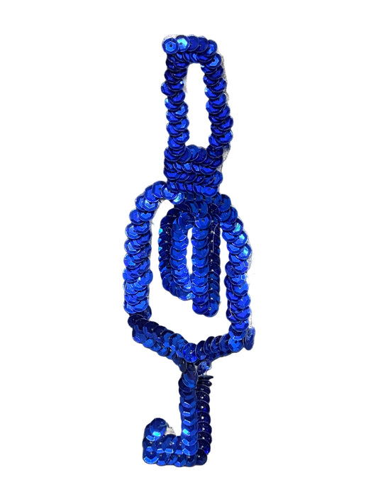 Clave de Sol con Lentejuelas Azul Royal 5.5" x 2.5"