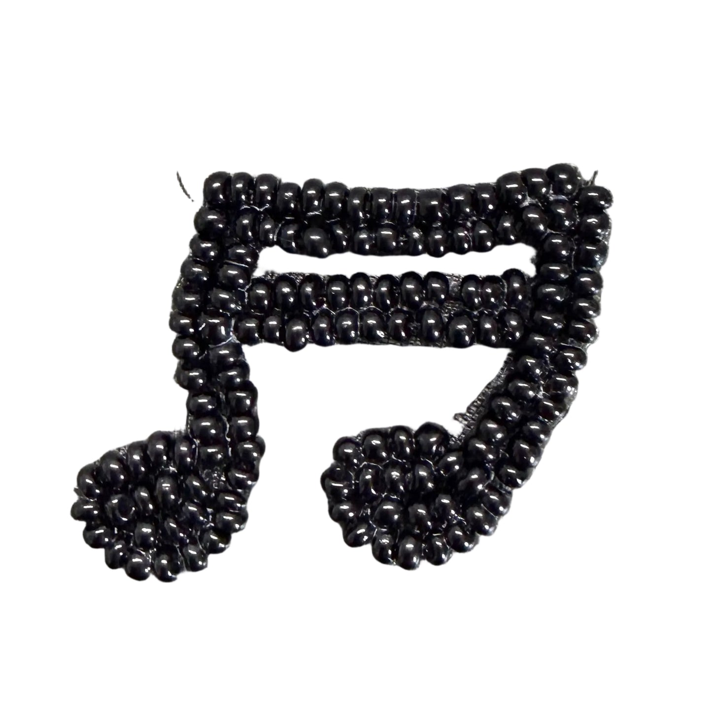 Musical Double Note Appliqué - Choice of Color Black or Silver Glass Beads 1.25" x 1"