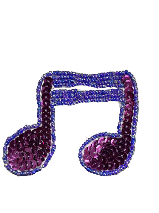 Doble nota con lentejuelas moradas y cuentas 3" x 3"